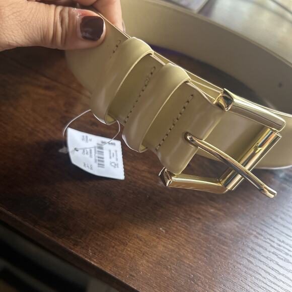 J. Crew Wide belt in spazzolato leather In Cream Size XL $89 - Picture 3 of 6